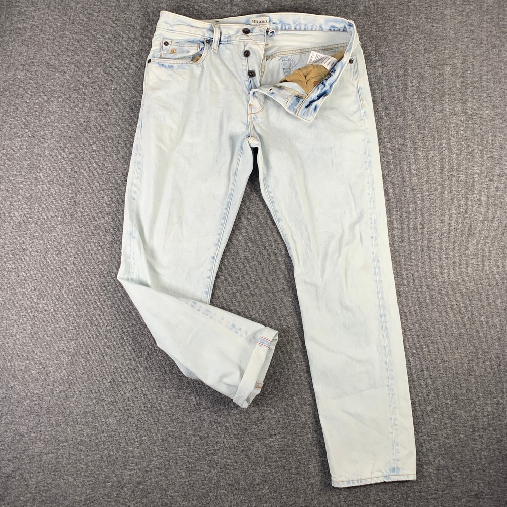 Todd Snyder Selvedge Jeans Men 32x28 Light Blue Button Fly Pant Modern
